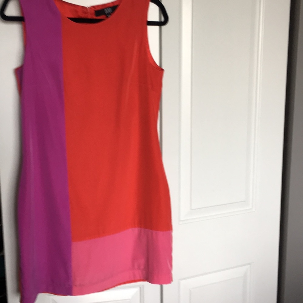 Color block silk dress